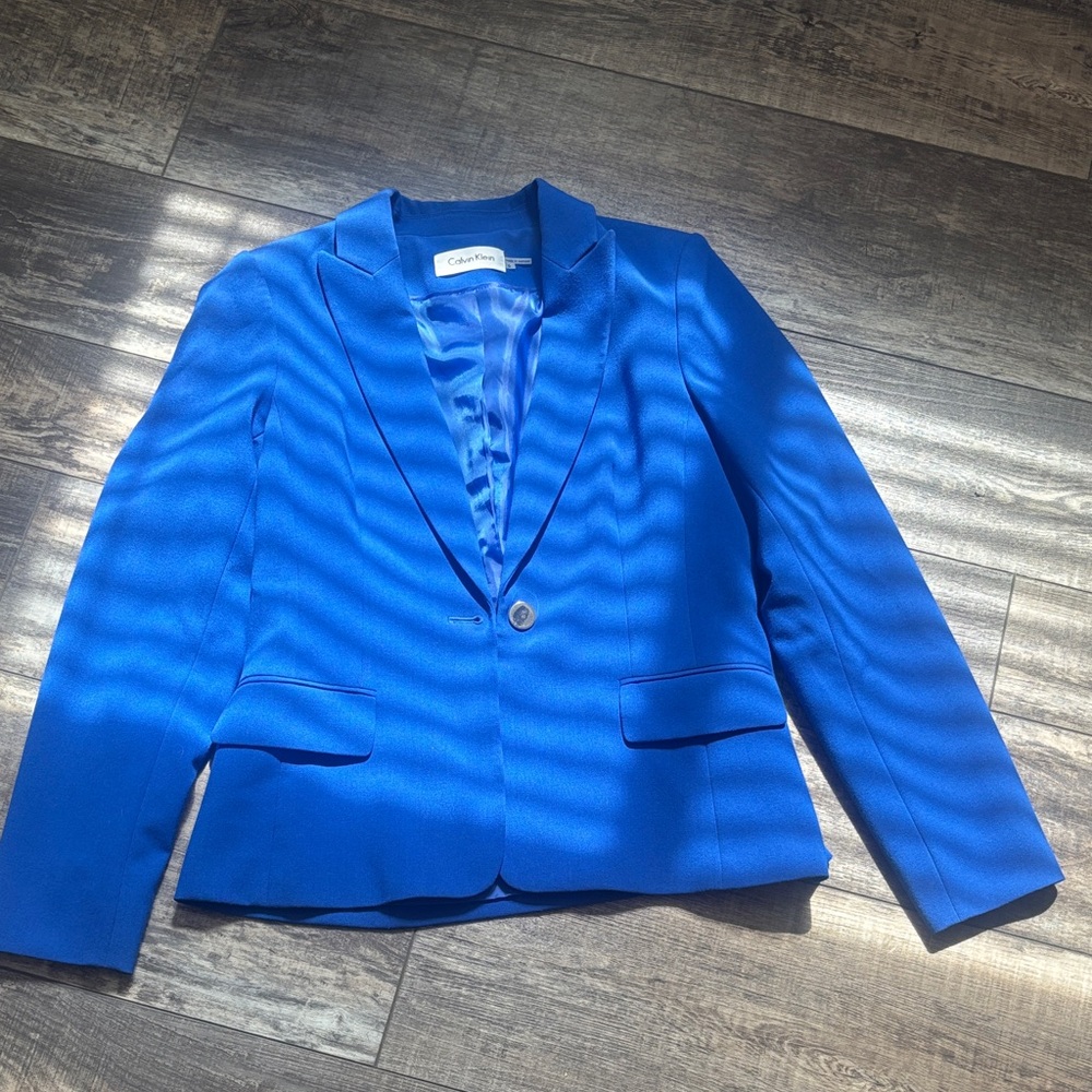 Calvin Klein Electric Blue Single-Button Blazer